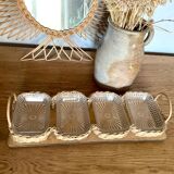 Vintage wicker and wood serving tray