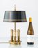 French Empire Bouillotte Lamp with Three Lights in Brass and a Gold-Plated Tin Shade with Laurel Design