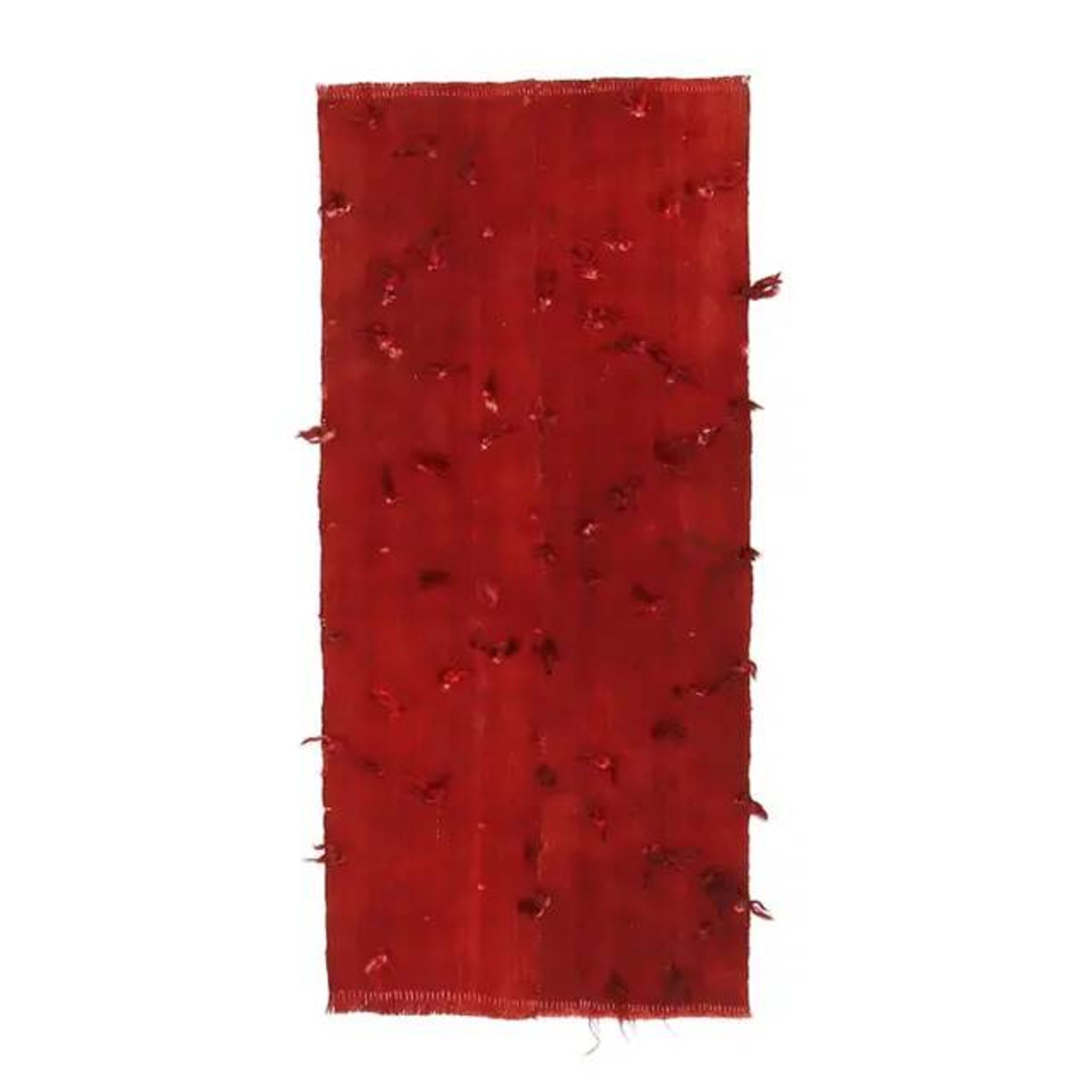 Vintage Turkish Hand-Knotted Wool Cotton Red Kilim Runner 65x148