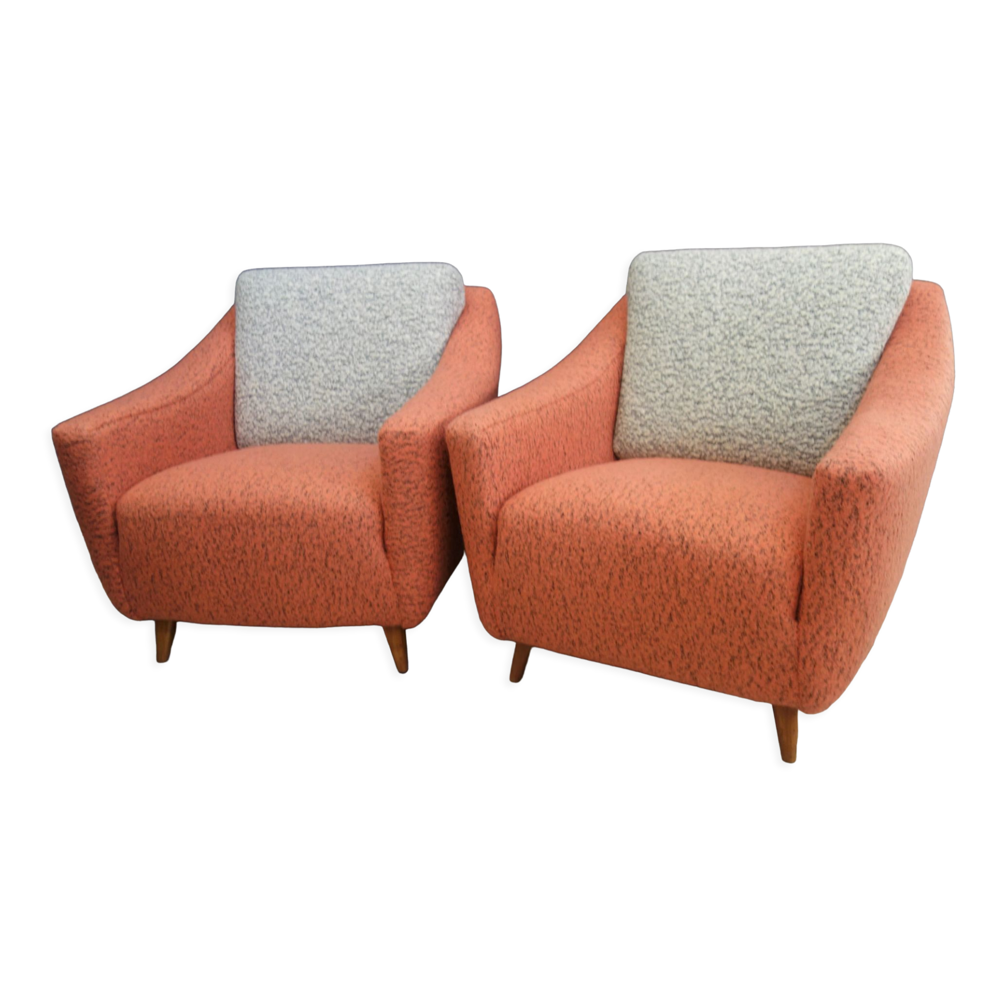 Set of pink and grey club chairs 1960s