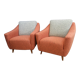 Set of pink and grey club chairs 1960s
