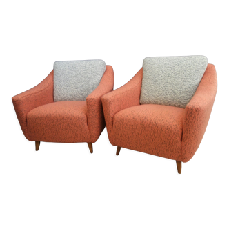 Set of pink and grey club chairs 1960s