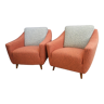 Ensemble de fauteuils roses et gris des années 1960