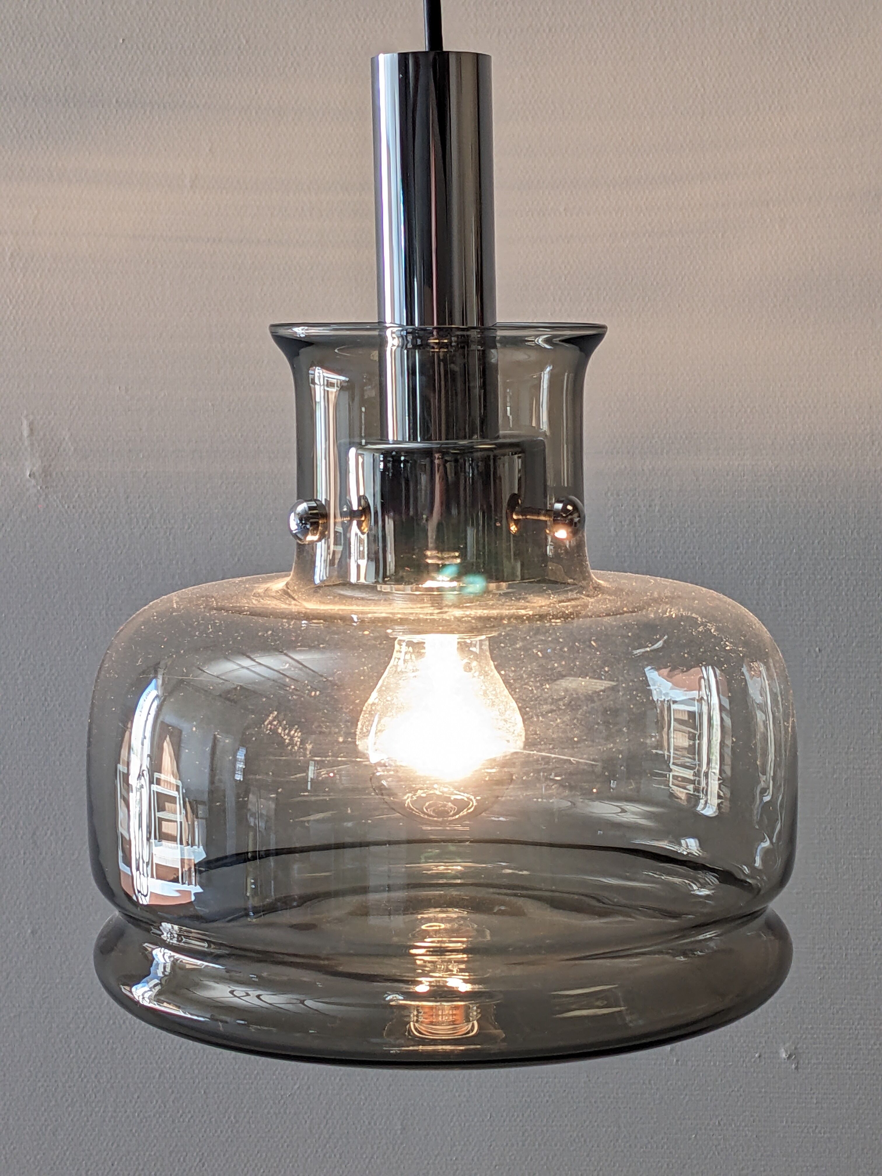 Smoked glass suspension from the 60s/70s by Limburg