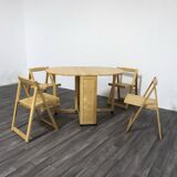 Scandinavian Folding Table and Chairs, 1980s, Set of 2