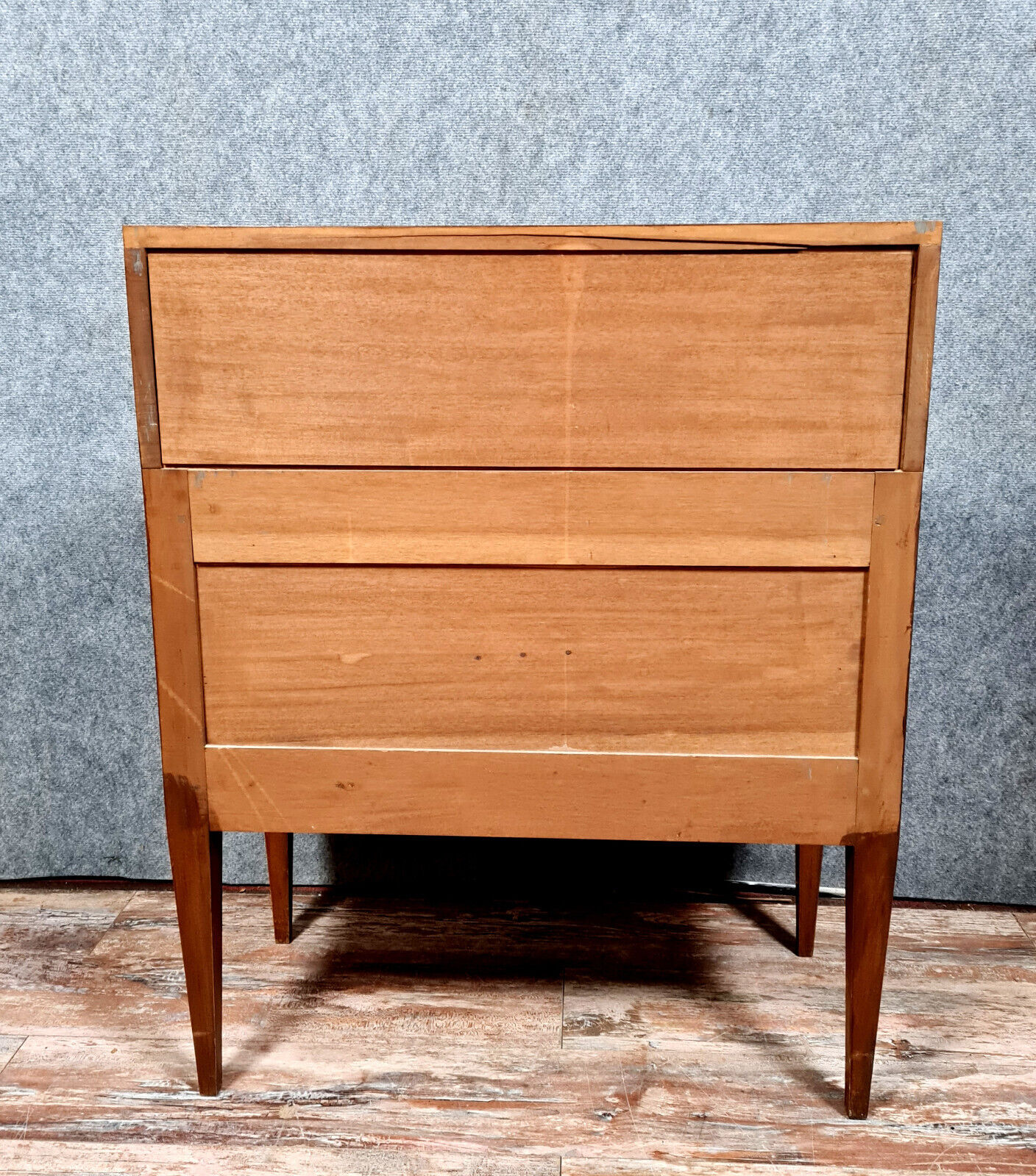 Louis XVI scriban desk in walnut and copper rushes circa 1900