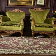set of 2 vintage green baroque armchairs / armchairs / club chairs