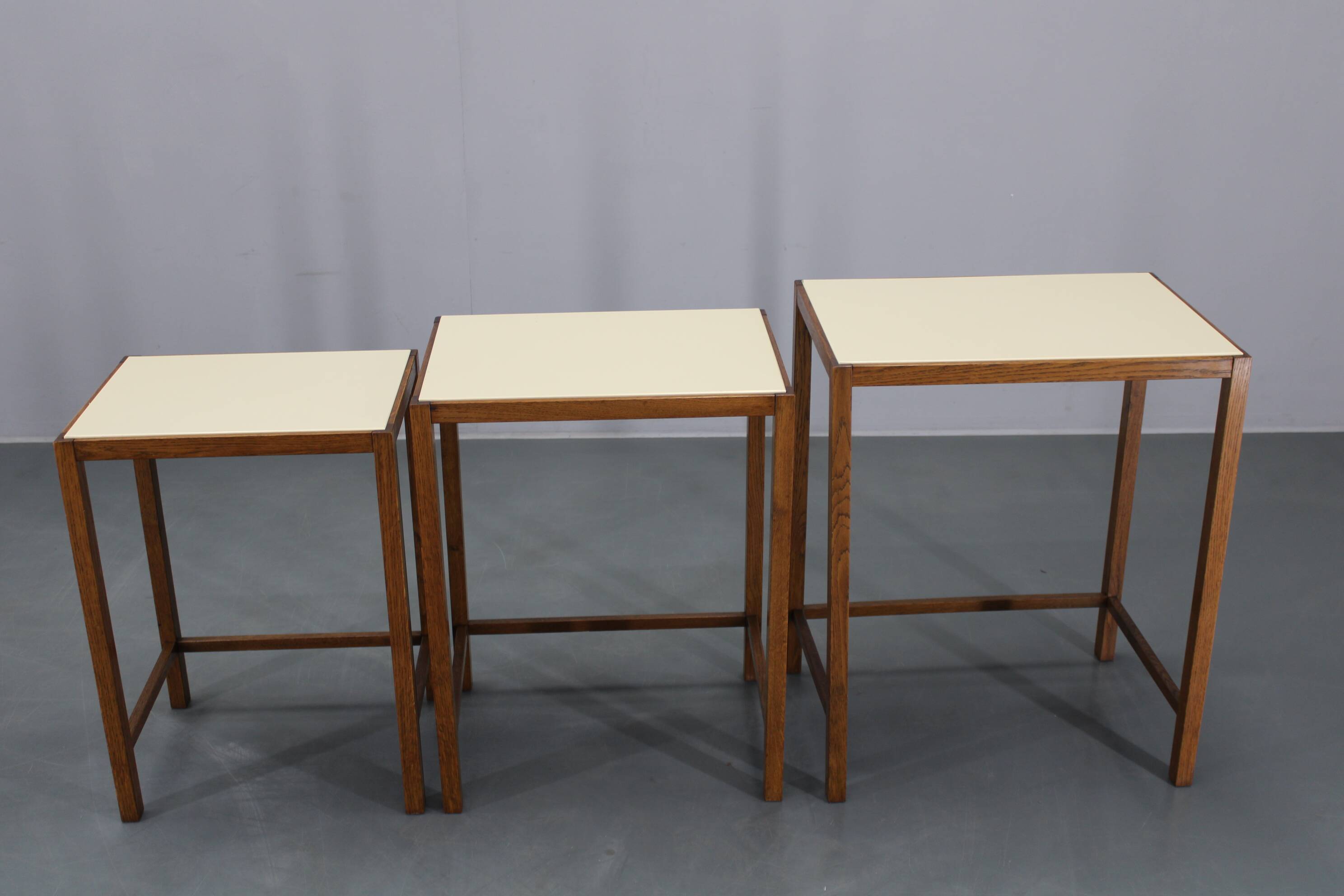 1940s Art Deco Nesting Tables with Opaxy Glass Top, Czechoslovakia