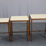 1940s Art Deco Nesting Tables with Opaxy Glass Top, Czechoslovakia