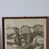 Vintage signed monochrome watercolors