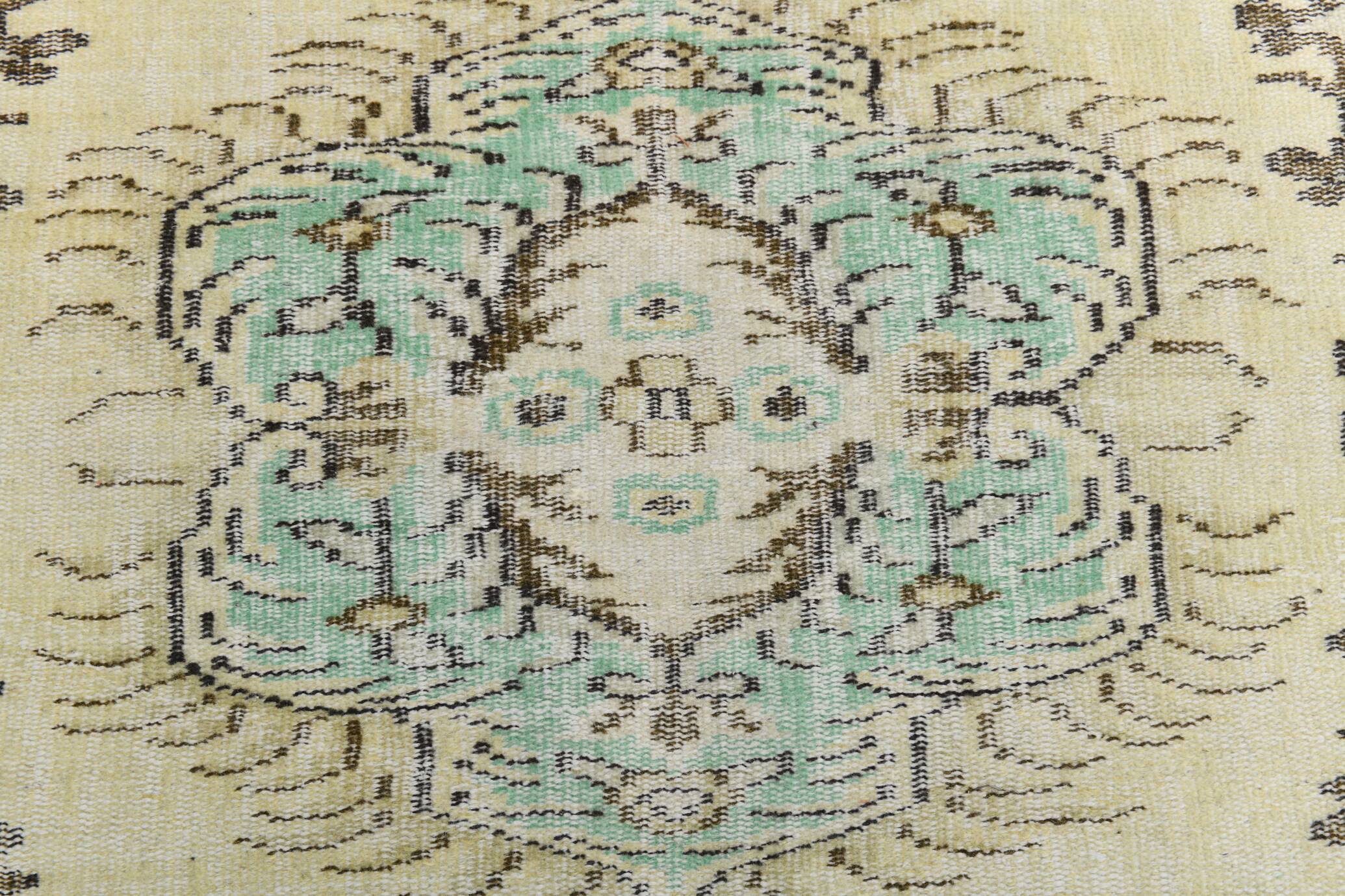 Tapis persan oriental vert clair et jaune 5x8, 165x238 cm