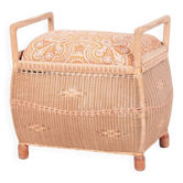 Czech Art Deco Stool in Wood and Hemp, 1940s