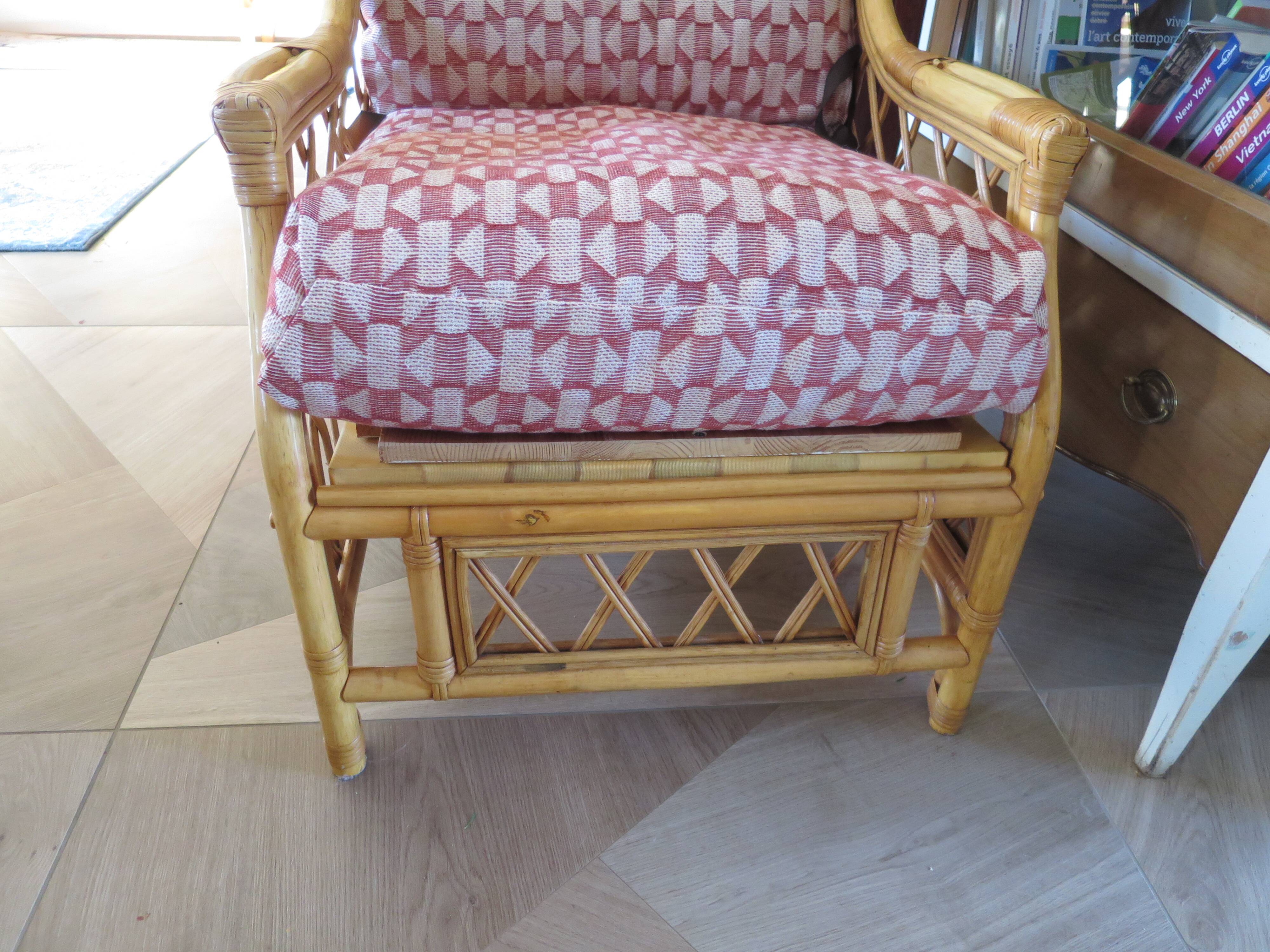 Vintage - Set of 2 woven rattan, bamboo and wood armchairs - Natural colour - 1980s