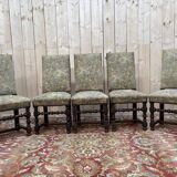 Série de 5 chaises de style Louis XIII