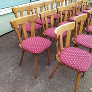 Set of 20 vintage wooden bistro chairs with cushions, year 7