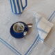Old linen tablecloth damask white blue tiles and 6 towels