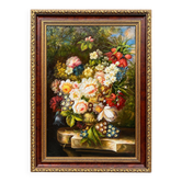 Still life signed with flowers.