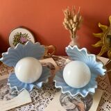 Rare pair of vintage shell lamps