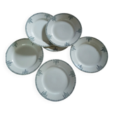 6 antique flat plates in ironstone