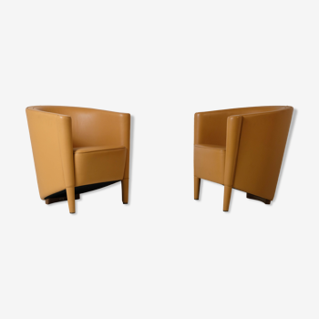 Pair of leather armchairs "Rich" by Antonio Citterio Moroso edition 1989