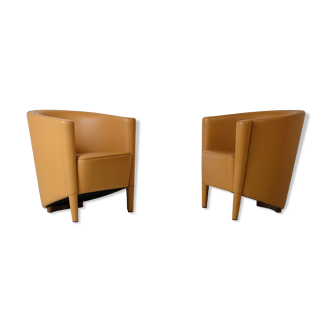 Pair of leather armchairs "Rich" by Antonio Citterio Moroso edition 1989