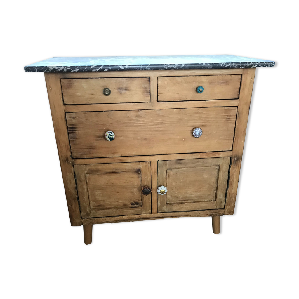 Meuble vintage granite bois parisien campagne chic 1930 console Selency