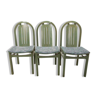 3 chaises Baumann Argos vert 1990