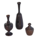 Set of 3 miniature rosewood vases