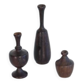 Lot de 3 vases miniatures en palissandre