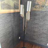 Lampadaire en métal noir et doré 1960