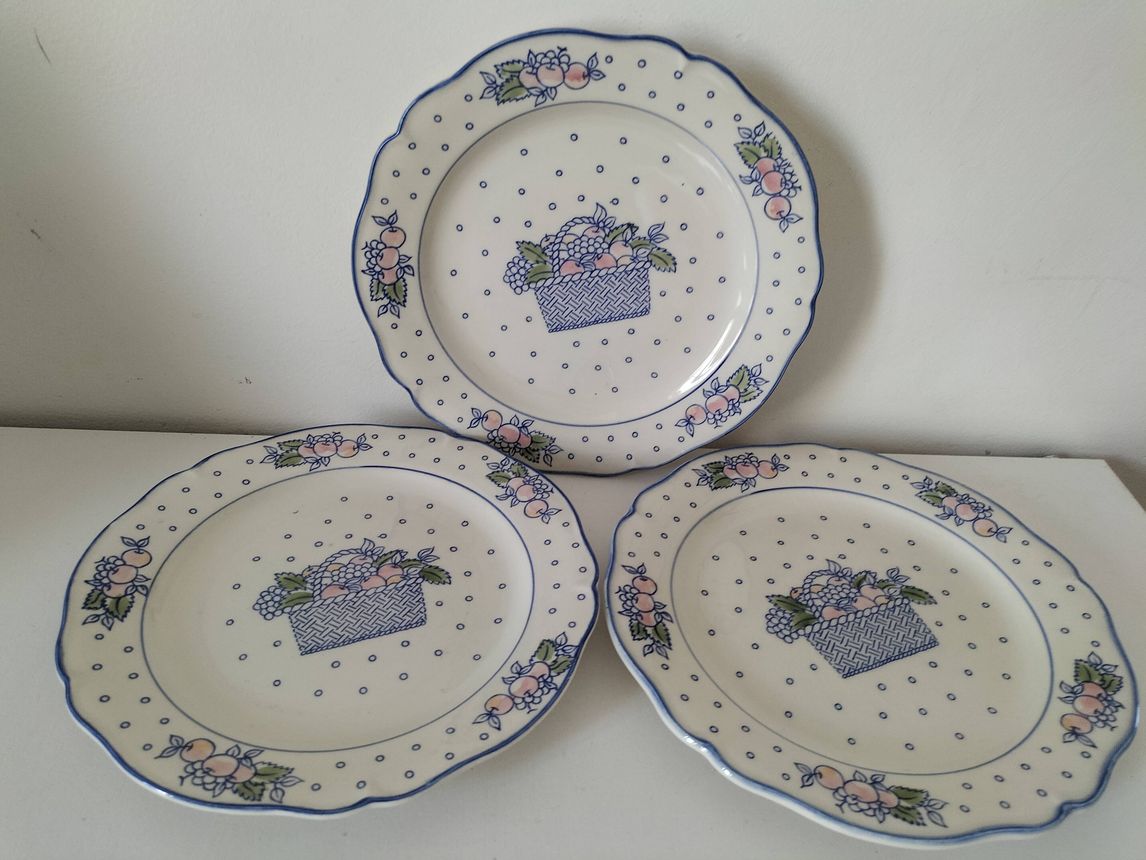 Trio of Gien dinner plates – “Marie Pierre Boitard” model