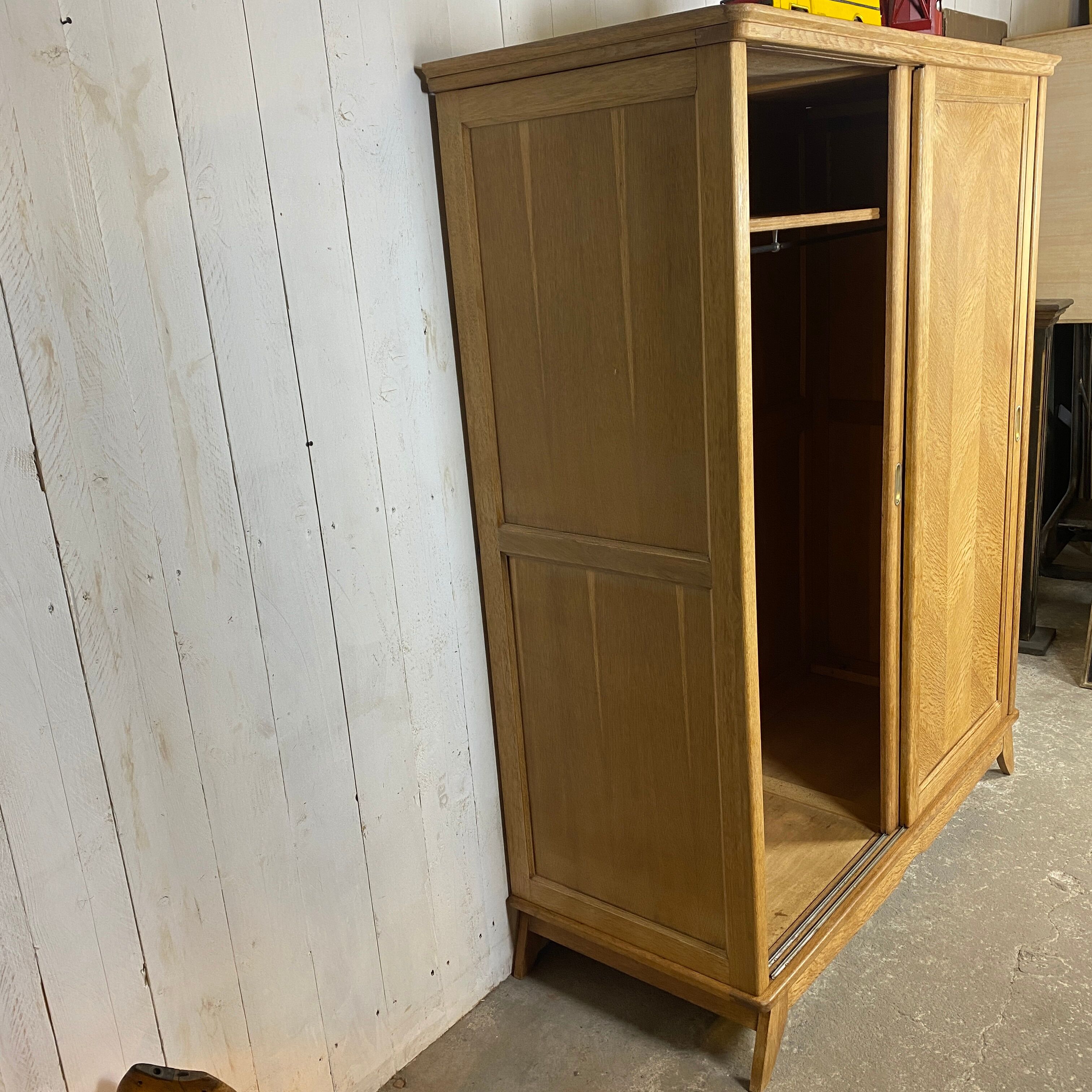 Vintage oak cabinet raw feet compass