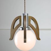 Mid-Century Scandinavian Chrome & Opaline Pendant Lamp, 1960s