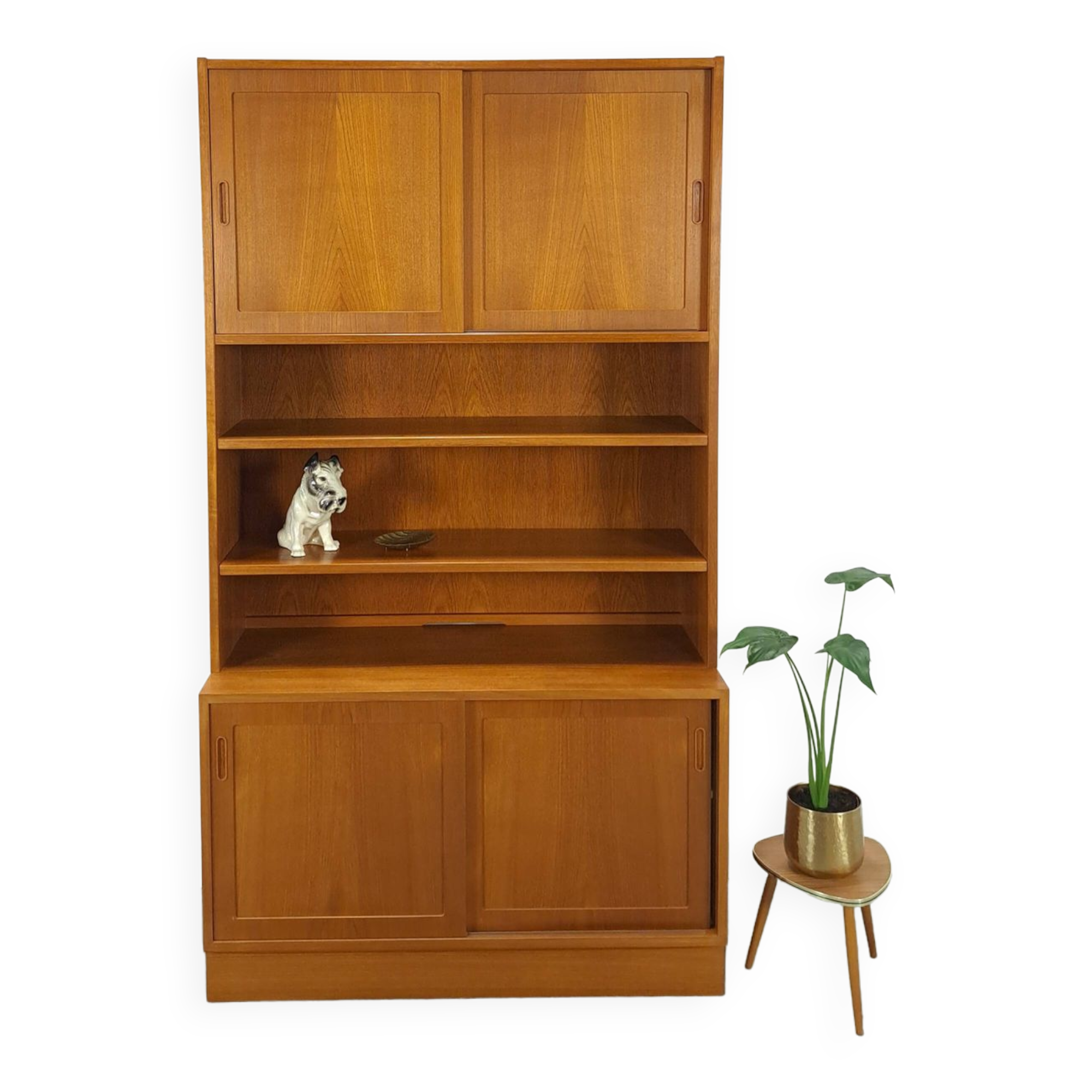 Meuble en teck design danois Poul Hundevad avec compartiments Lp, vintage