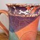 Large sculptural ceramic pitcher by a signed artist – abstract decoration