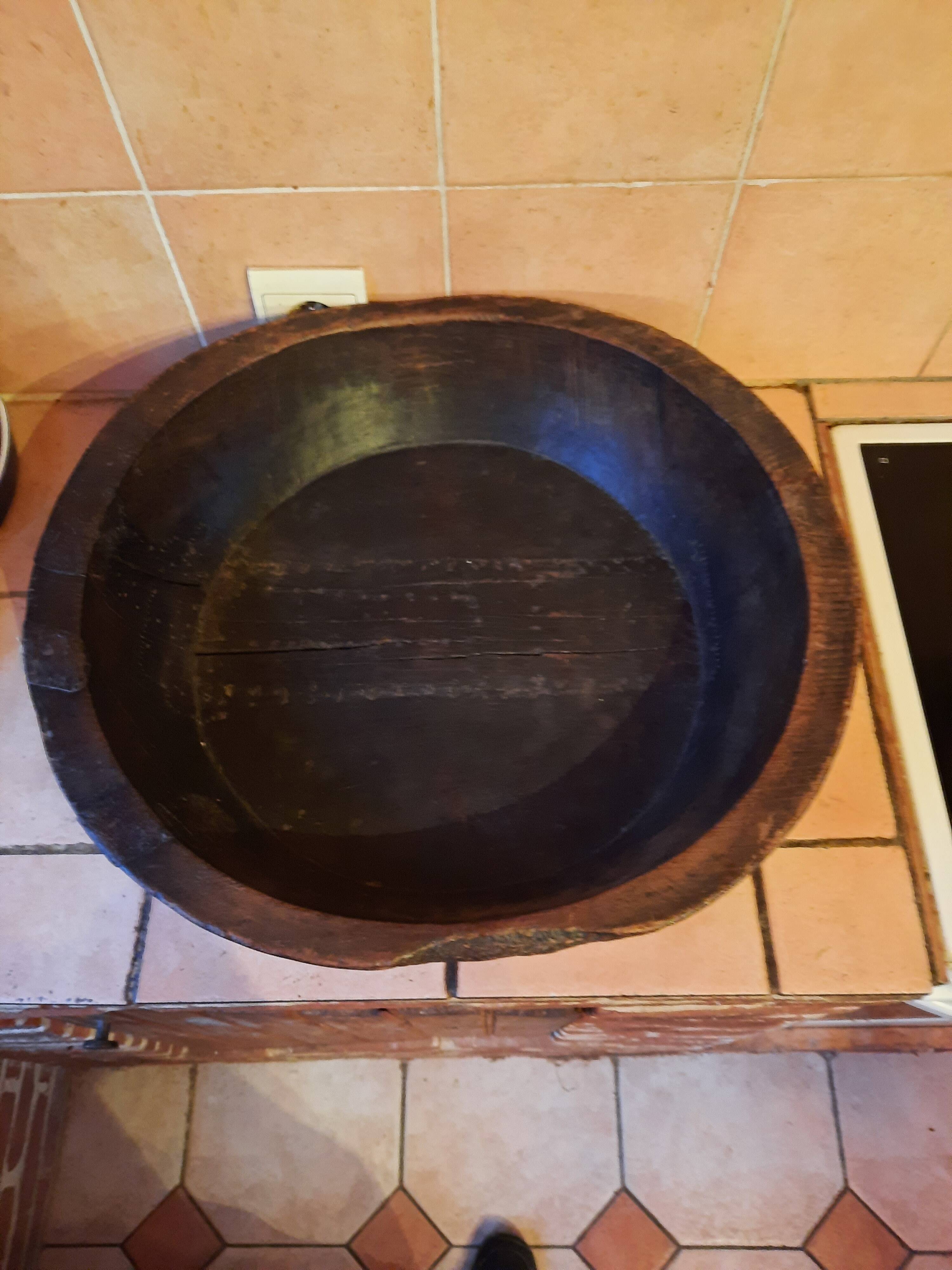 Large old wooden dish