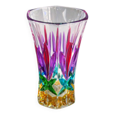 Small colored crystal vase