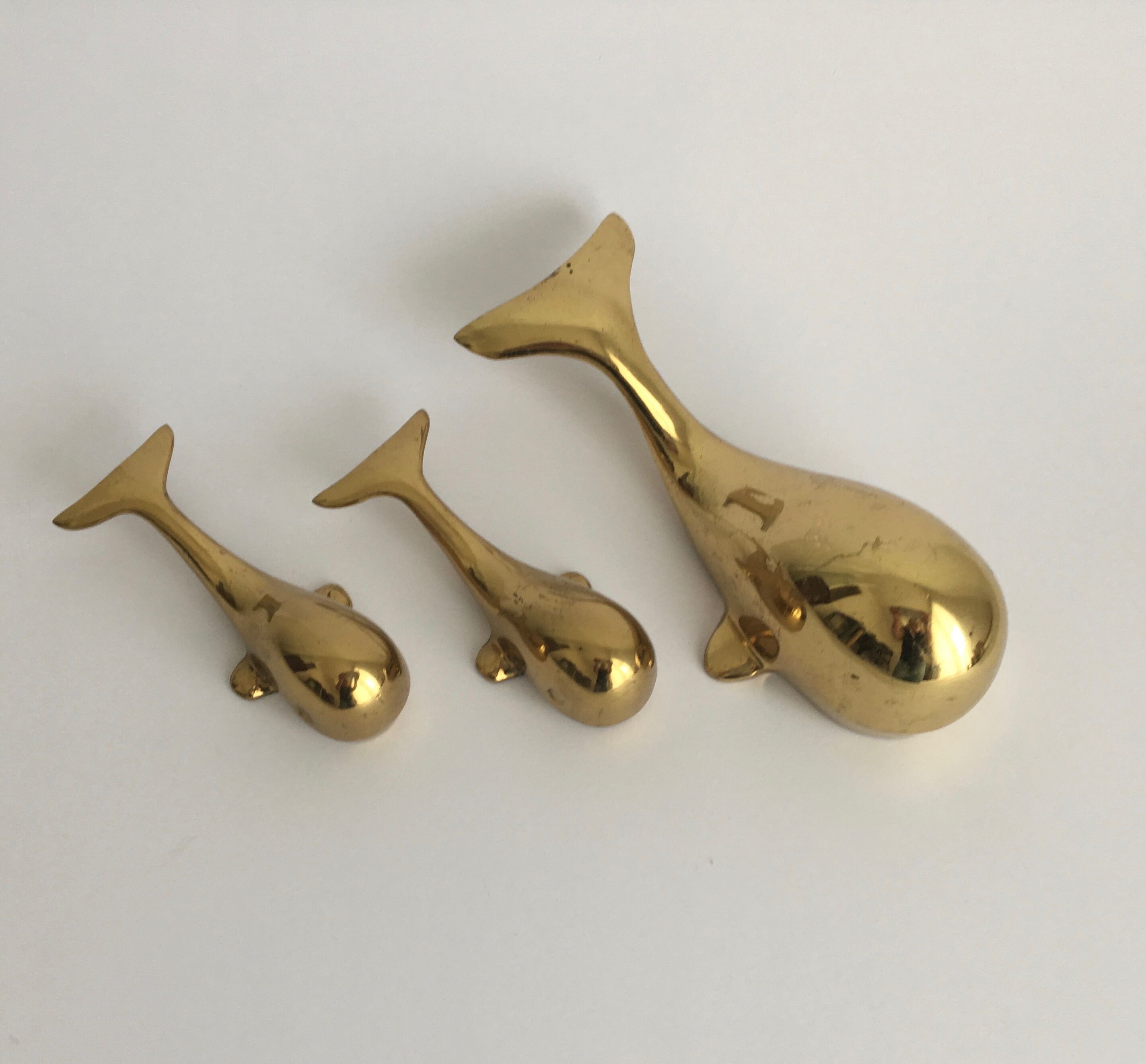 Set of 3 Brass Whales Figur