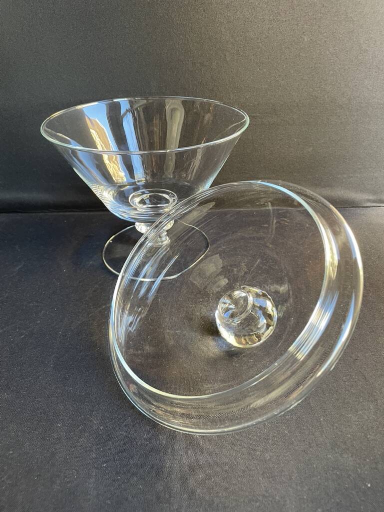Grand compotier couvert – cristal soufflé uni