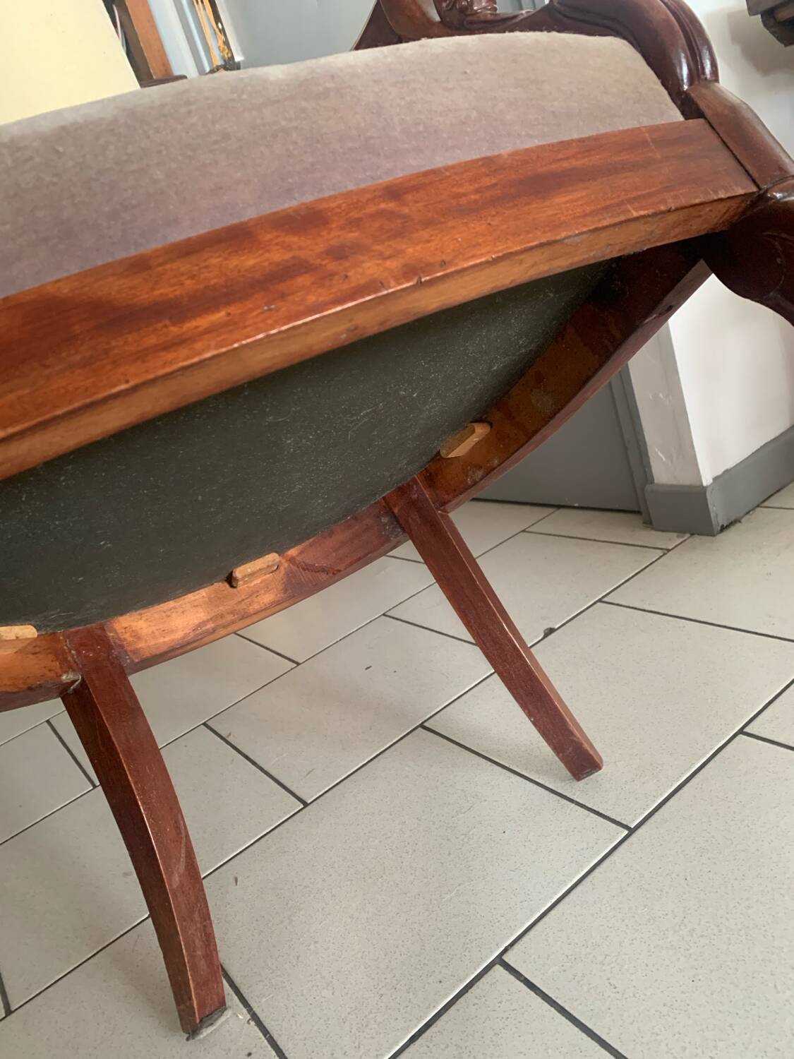 Antique armchair, Restoration style, swan neck
