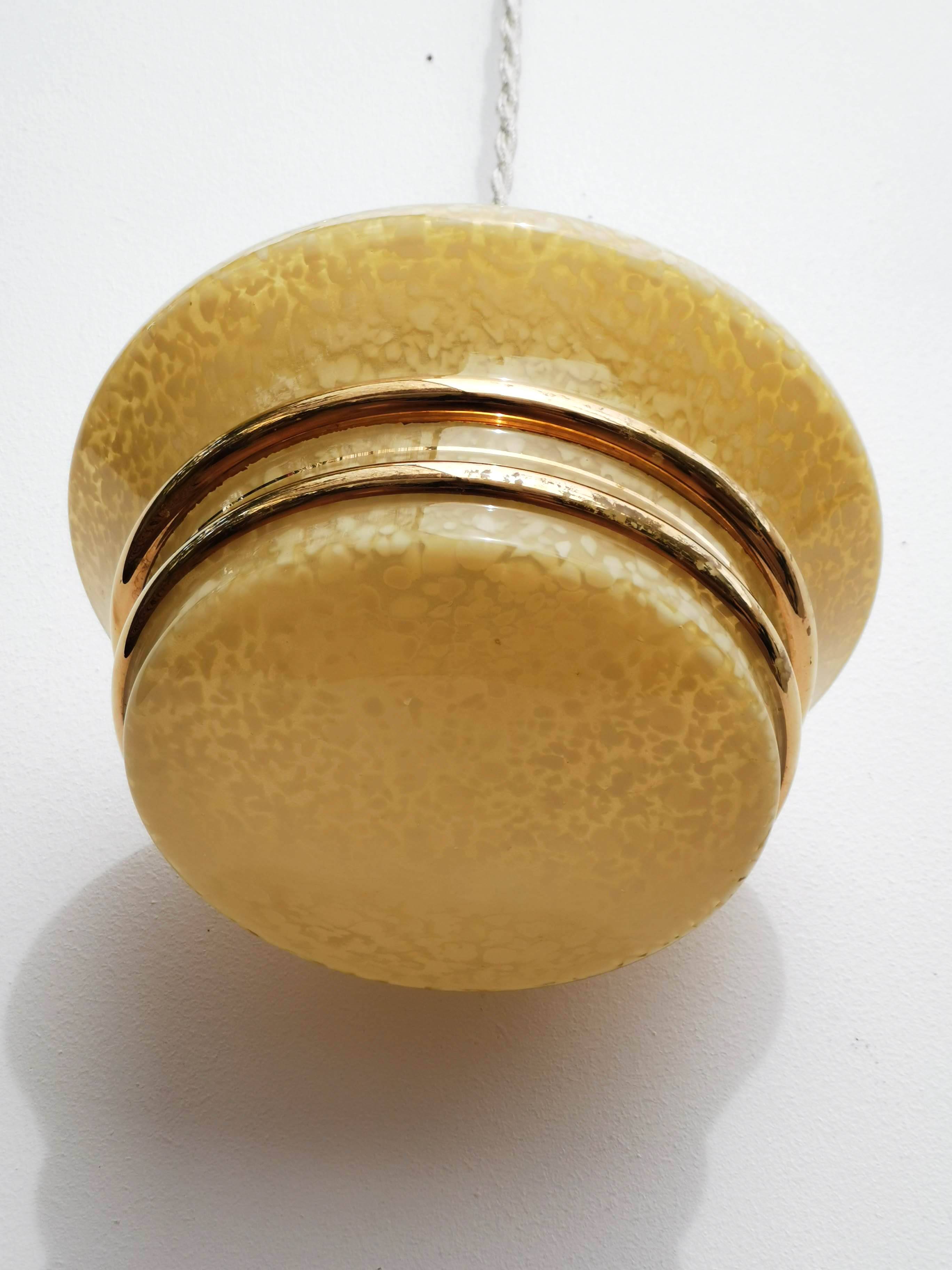 Yellow and gold clichy glass pendant light
