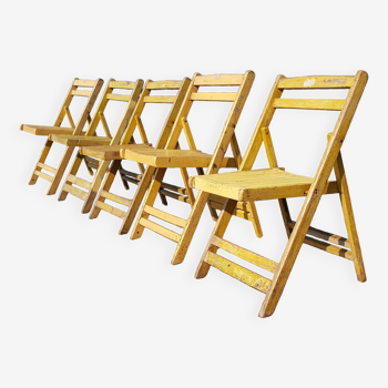 Lot de 5 chaises de cinéma pliante en teck