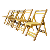 Set of 5 teak folding cinema chairs