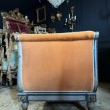 Napoleon iii period sofa in painted and gilded wood with cornucopia decor