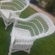 Rattan armchairs, white lacquered