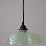 Vintage hanging draped green Clichy glass