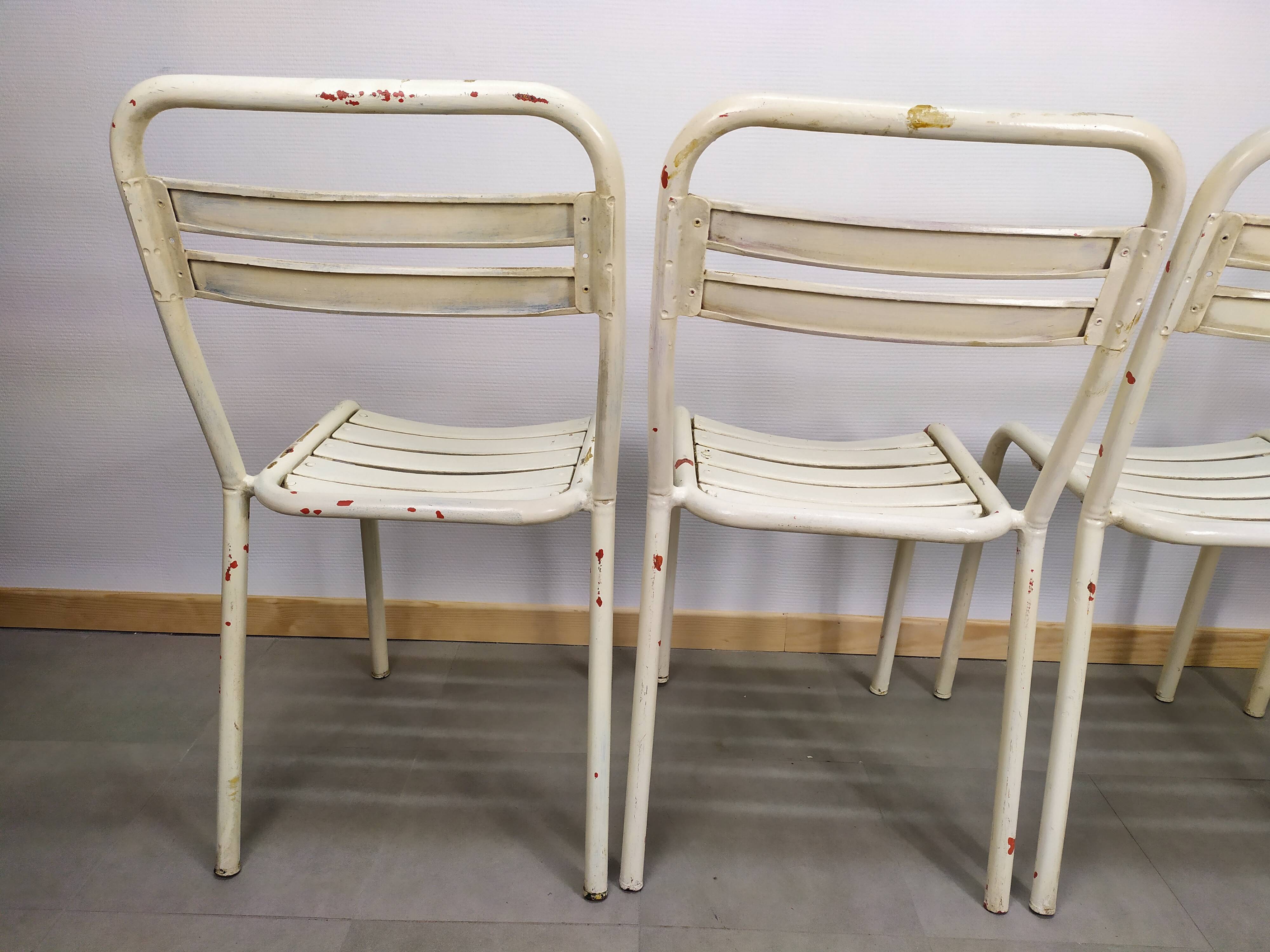 Lot of 4 chairs Tolix T2 by Xavier Pauchard 1950