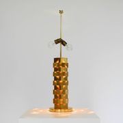 1960s brass table lamp by Vereinigte Werkstätten with an illuminated base