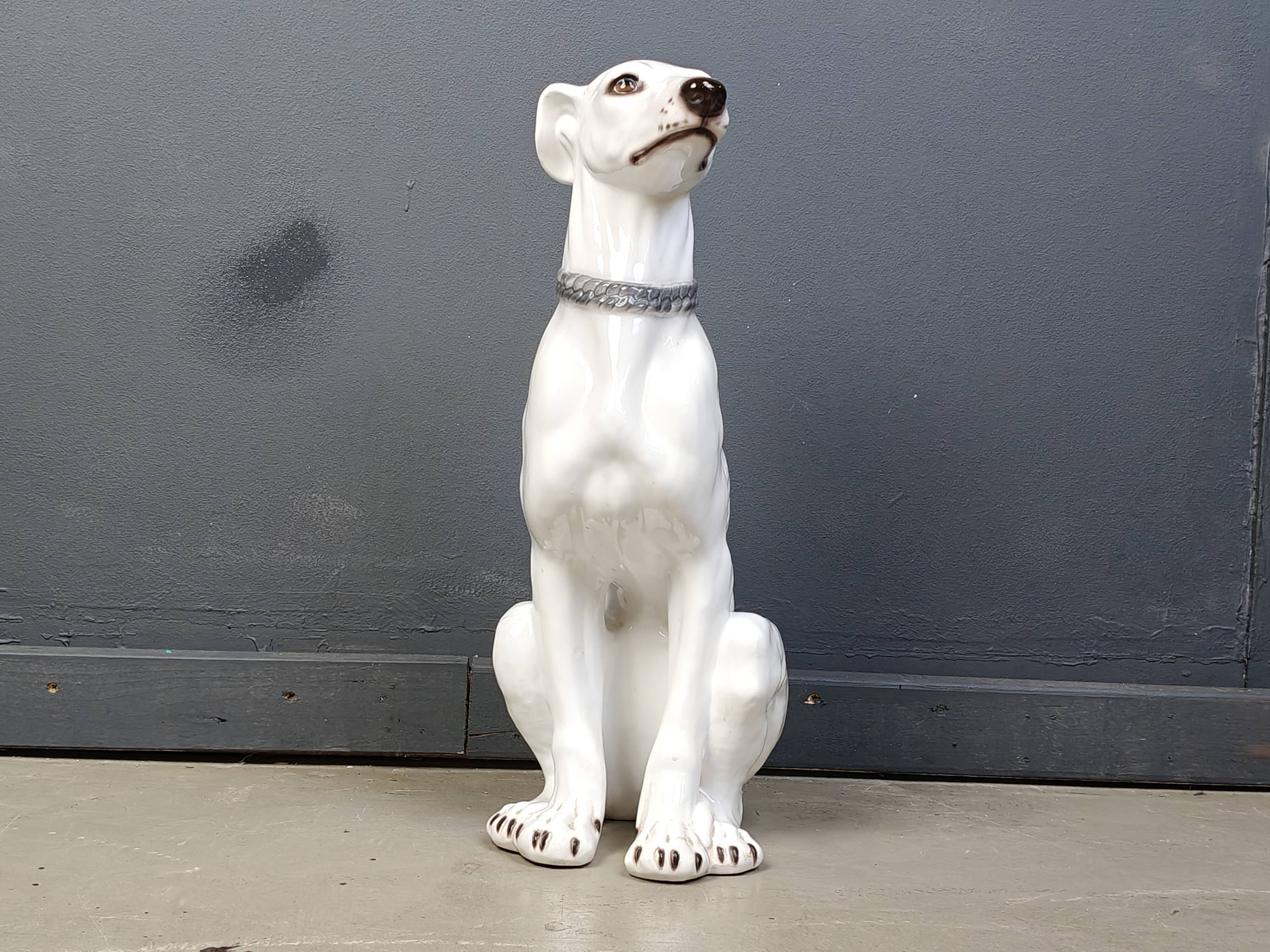 Sculpture de lévrier en céramique vintage, années 1960 - Italie