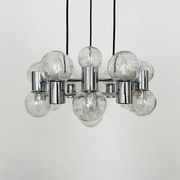 Lustre Spoutnik chromé par Doria, années 1970